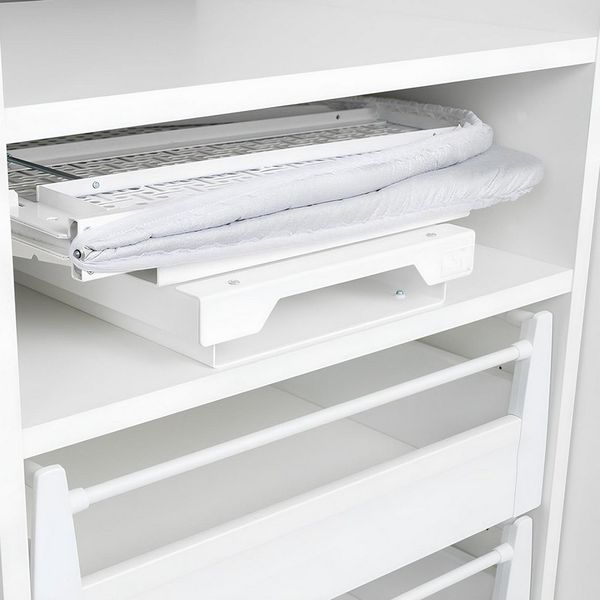 SO-TECH® Bügelbrett Bügeltisch Ironfold für Fachbodenmontage, klappbar, 180° schwenkbar, inkl. Bügeltuch aluminiumgrau