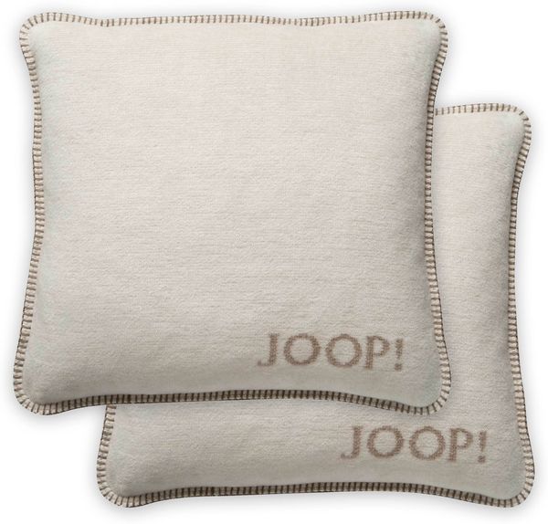 JOOP! Kissenhülle, 2er Pack - MDF Melange Doubleface, Logo Natur 50x50cm