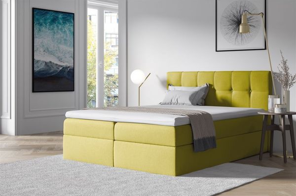 Boxspringbett BURGOS 200x200 cm Gelb