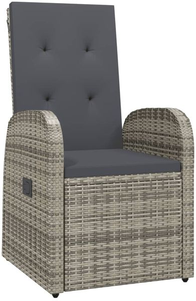 vidaXL 9-tlg. Garten-Essgruppe mit Kissen Grau Poly Rattan 3277592 Bild 3