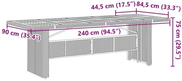 vidaXL 9-tlg. Garten-Essgruppe mit Kissen Grau Poly Rattan 3277592 Bild 8