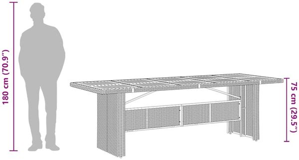 vidaXL 9-tlg. Garten-Essgruppe mit Kissen Grau Poly Rattan 3277592 Bild 10