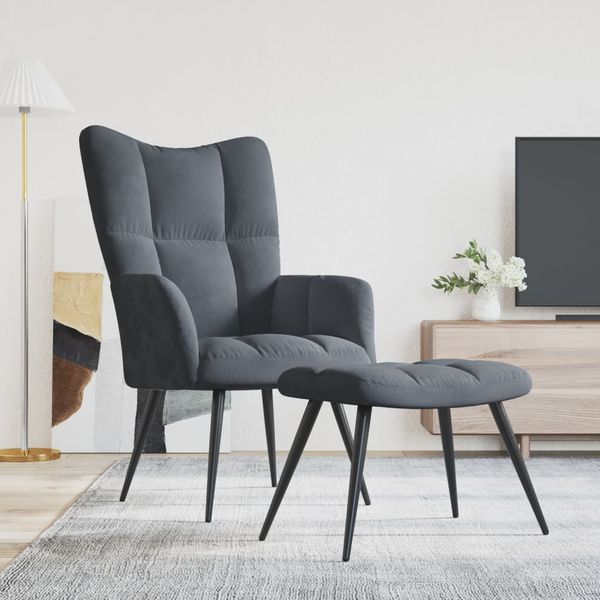 vidaXL Relaxsessel mit Hocker Dunkelgrau Samt [328085]