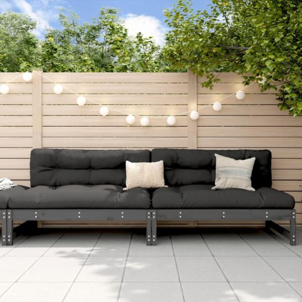 vidaXL Garten-Mittelsofas 2 Stk. Grau 120x80 cm Massivholz Kiefer 825718