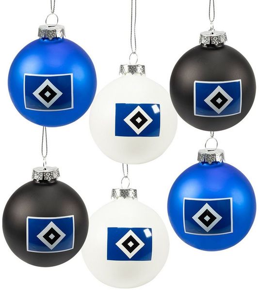 HSV Weihnachtsbaumkugel Christbaumkugeln 6er Set Raute, multicolor