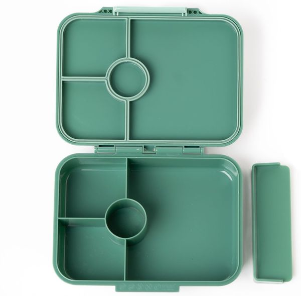 LEKKABOX Lunchbox Bentobox Brotdose, 4 Fächer - Kinder Vesperdose Brotbüchse Brotbox, Für feuchte Lebensmittel auslaufsicher, inkl. extra Trenner