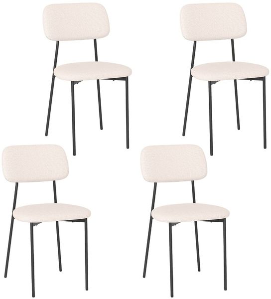 Modernes Esszimmerstuhl-Set 4er Set Küchenstühle aus Leinenstoff mit Metallbeinen Sitz Beige