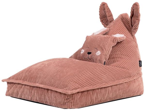 Icon Robyn Kaninchen Sitzsack Kinder, Rosa, Flauschiger Cord Stoff, Sitzsack Cord mit Füllung, Bequemer Kinder Sessel, Kuschelsessel, Lese Sessel, Schlafzimmer, Kinderzimmer, Spielzimmer