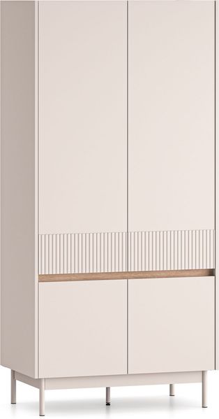Selsey 'Dunea' Kleiderschrank 4-türig, Kaschmirgrau/Eichenholzoptik, 92 cm