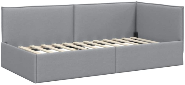 vidaXL Eckbettgestell mit Kopfteil Hellgrau 100 cm x 200 cm Stoff 42016471