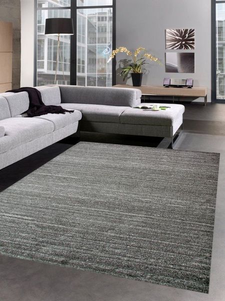 Carpetia Teppich Moderner Teppich Wohnzimmerteppich Kurzflor uni anthrazit grau meliert, rechteckig, Höhe: 8 mm