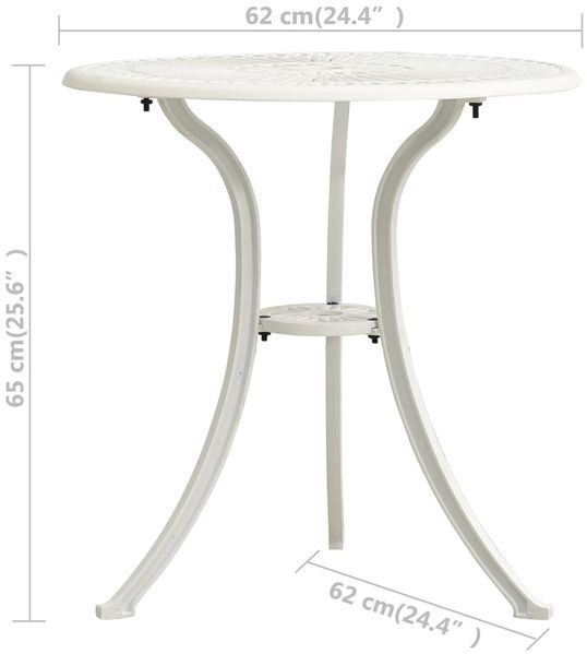 Gartentisch, Balkontisch, Beistelltisch Weiß 62x62x65 cm Aluminiumguss Bild 6