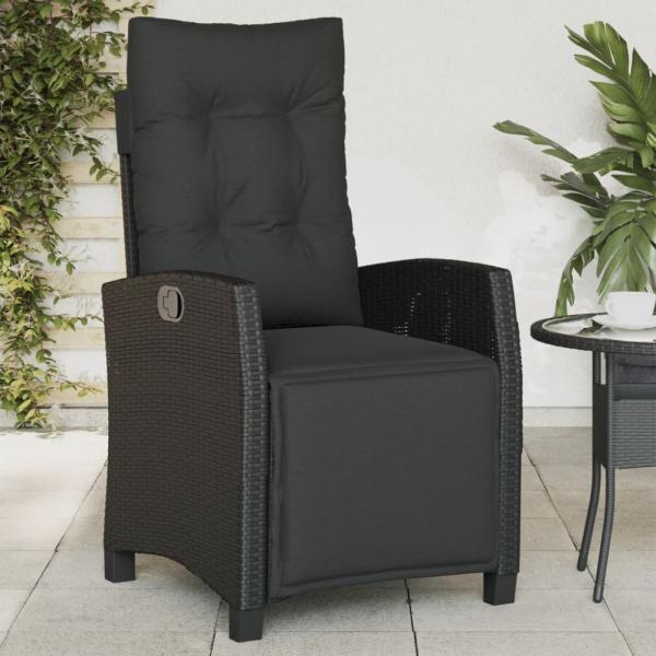 vidaXL Gartensessel mit Fußteil Verstellbar Schwarz Poly Rattan 365233