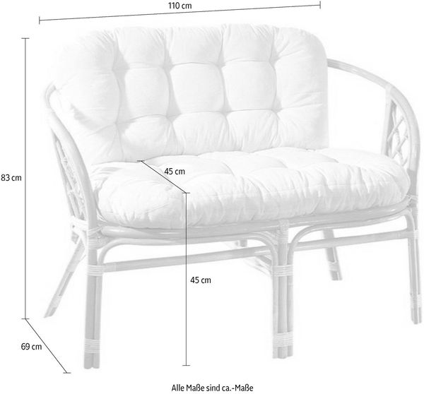 Home affaire Sitzbank, aus handgeflochtenem Rattan, mit Kissen