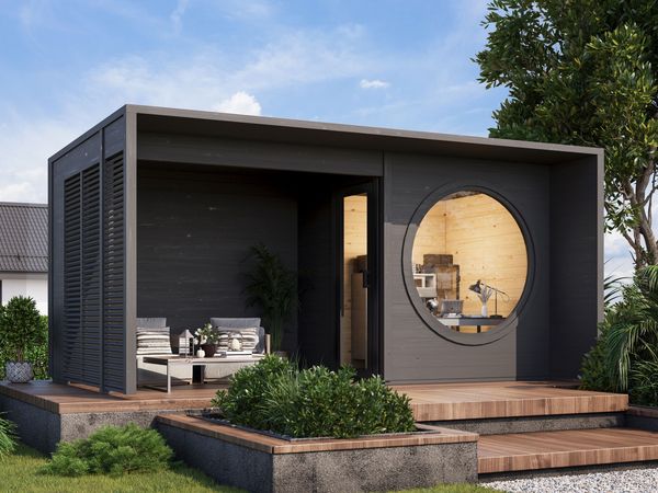 Gartenhaus 'Office Box' Größe XXS +SD, schwarz/natur