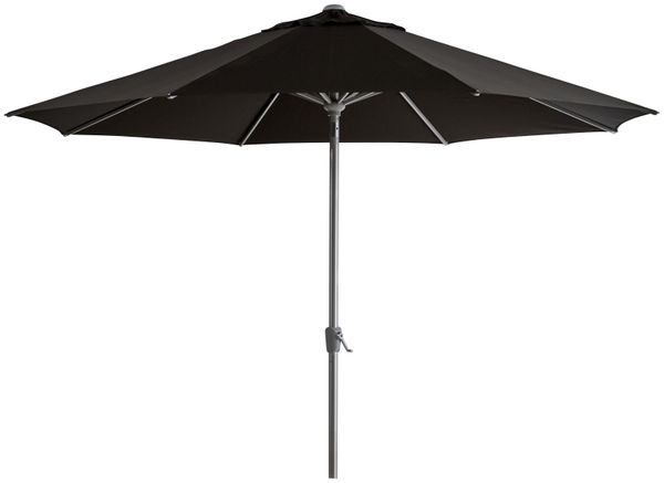 Sonnenschirm Abriola von Brafab aus Aluminium, rund und neigbar, Schwarz, Ø 330 cm