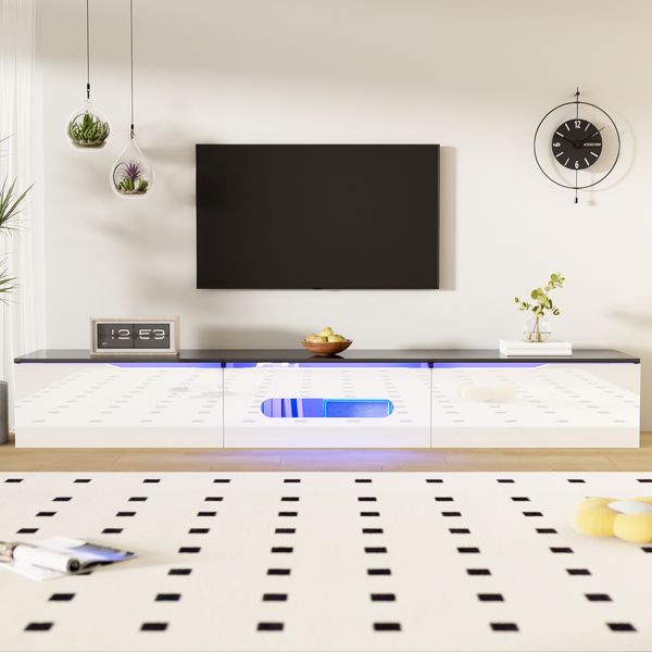 TV-Schrank 180×35×30 cm in Schwarz-Weiß mit 16-farbiger LED-Beleuchtung – modernes Design