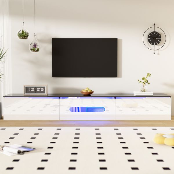 TV-Schrank 180×35×30 cm in Schwarz-Weiß mit 16-farbiger LED-Beleuchtung – modernes Design