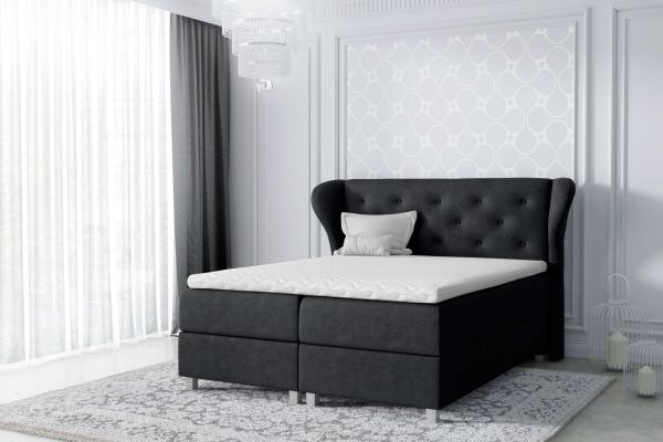 99rooms Bellagio Boxspringbett Velours 140 x 200 cm Schwarz