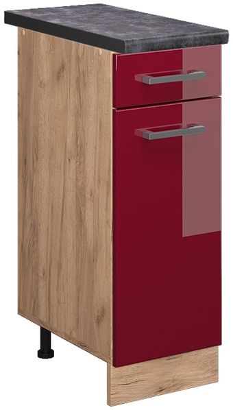 Küchenunterschrank R-Line Rot Hochglanz 30 cm , AP Anthrazit Vicco