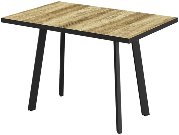 Esstisch Tisko Eiche rustikal/Schwarz 160 x 80 cm mit erweitbarer Tischplatte Vicco