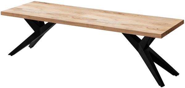 Esszimmerbank 160x45x45cm Akazie Massivholz Metall Loft-Style Industrial