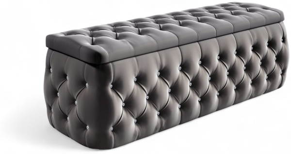 Polsterhocker mit Stauraum Betthocker SEVRA 120x50x45 cm Elisa Velvet Anthrazit