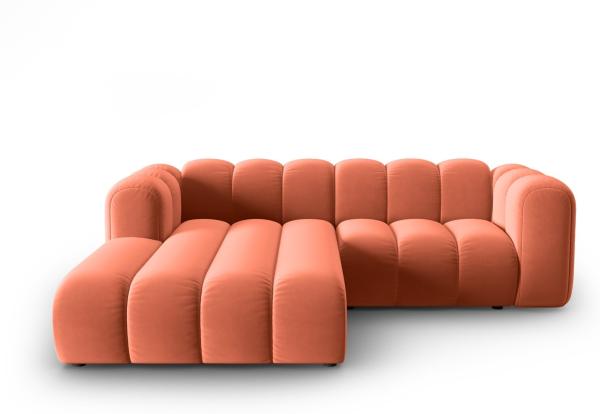 Micadoni Modulares Ecksofa Lupine 3-Sitzer Links Samtstoff Salvador Koralle