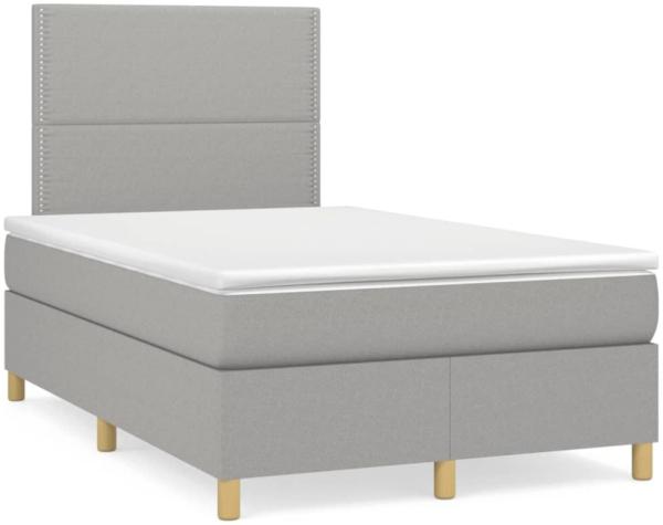 vidaXL Boxspringbett mit Matratze & LED Hellgrau 120x190 cm Stoff 3270239