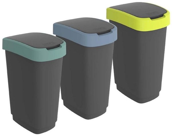 ROTHO Mülleimer Twist Mülleimer 25l mit Deckel, Kunststoff (PP) BPA-frei