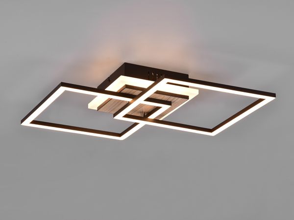 LED Deckenleuchte GIRO mit Fernbedienung, 2 Quadrate Schwarz, Breite 57,5cm