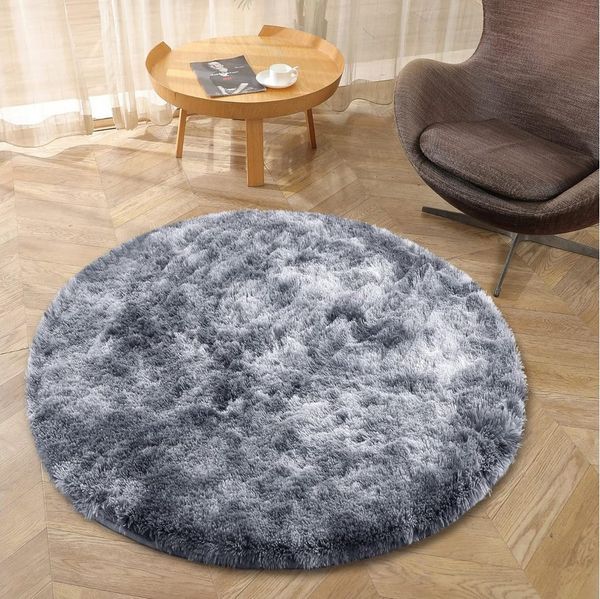 GarveeMore Teppich Shaggy für Schlafzimmer Wohnzimmer,Akzent Bodenteppich, Rund, Rutschfester Flauschiger Pelzteppich