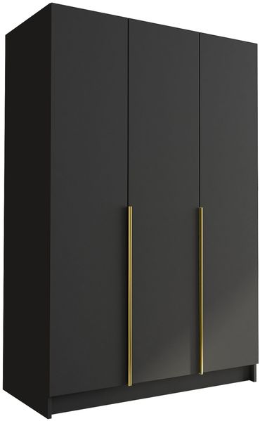 Mirjan24 'Cikzori' Kleiderschrank mit Einlegeböden und Kleiderstange, 3-türig, Laminatplatte, 215 x 58 x 150 cm, Schwarz / Gold, ohne Spiegel Bild 3