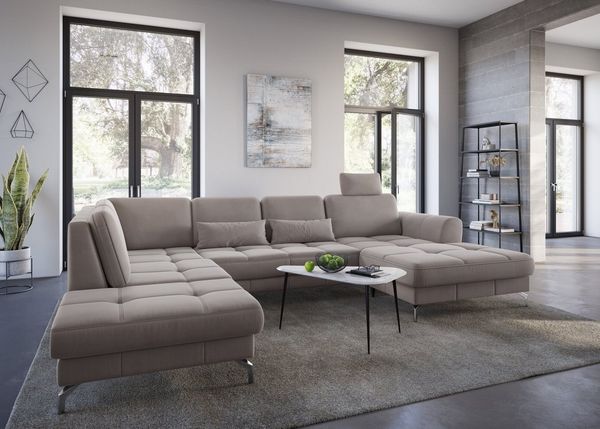 sit&more Wohnlandschaft Bendigo U-Form, inklusive Sitztiefenverstellung, Bodenfreiheit 12 cm, in 2 Fußfarben