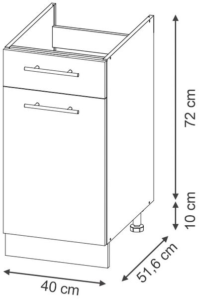 Unterschrank für Spüle/Kochfeld Fame-Line Dunkelgrau/Weiß 40 cm ohne Arbeitsplatte Vicco Bild 2
