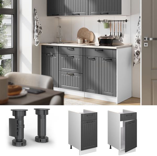 Unterschrank für Spüle/Kochfeld Fame-Line Dunkelgrau/Weiß 40 cm ohne Arbeitsplatte Vicco Bild 4