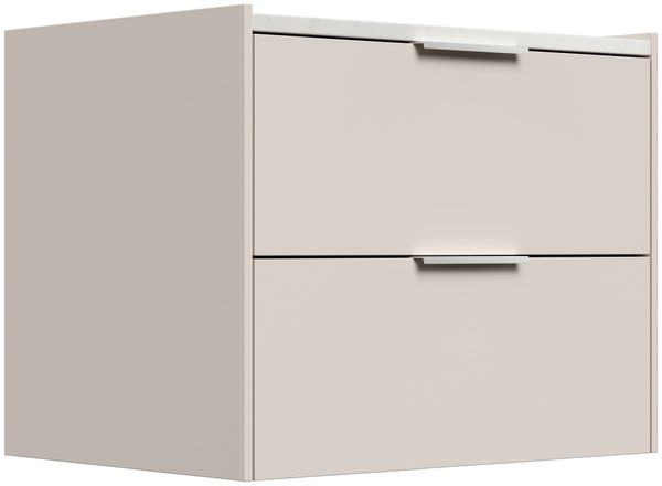 Nachttisch Kommode Artem 60cm, Quarztop, 2 Softeinzüge lackiert Creme Grafit : Creme / Grafit Bild 5