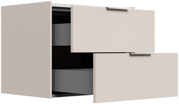 Nachttisch Kommode Artem 60cm, Quarztop, 2 Softeinzüge lackiert Creme Grafit : Creme / Grafit Bild 6