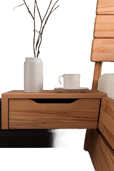 Hängenachttische 2er-Set Swig 2 aus Kernbuche massiv 47x38 cm mit 1 Schublade