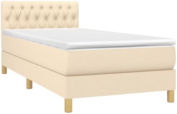 vidaXL Boxspringbett mit Matratze & LED Creme 100x200 cm Stoff 3133938 Bild 3