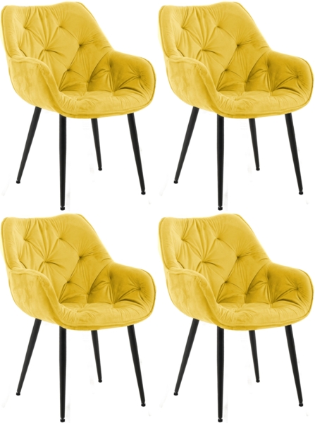 CLP 4er Set Stuhl Tanna Samt Gesteppt,gelb