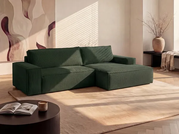 Vente-unique - AMELIA Sofa SamtStoff Grün - B 167 cm x H 85 cm x L 267 cm