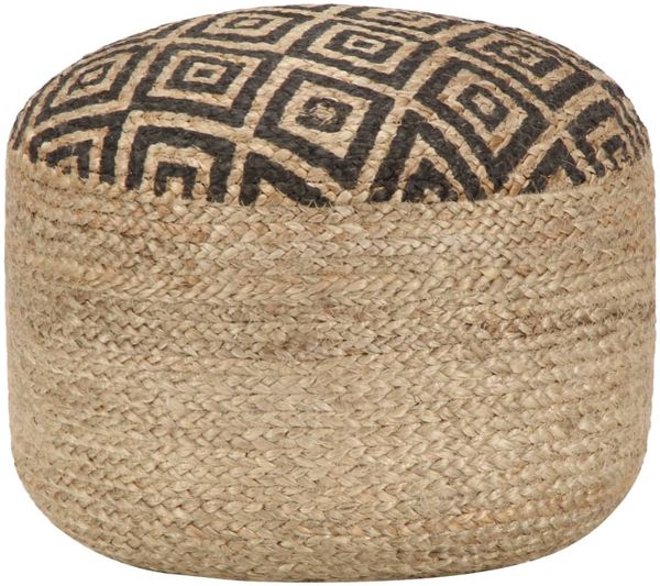 Handgefertigter Sitzpuff Schwarz 45x30 cm Jute [248086]