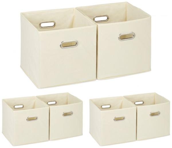 6 x Aufbewahrungsbox Stoff beige