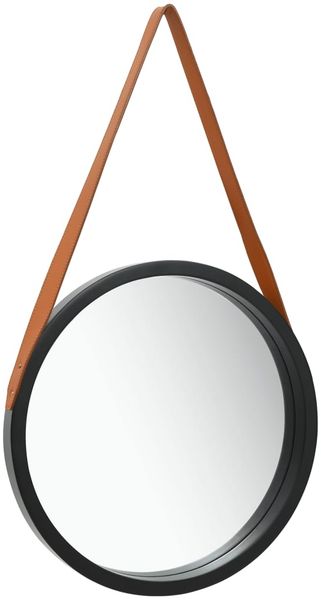 vidaXL Wandspiegel mit Gürtel 40 cm Schwarz 320363