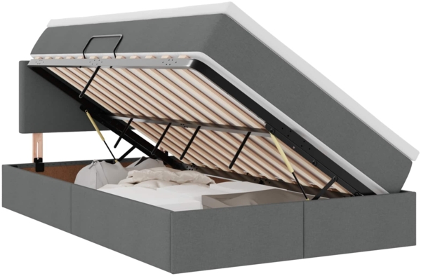 vidaXL Bett mit Stauraum und LED mit LED Dunkelgrau 120 x 200 cm Stoff 3371074