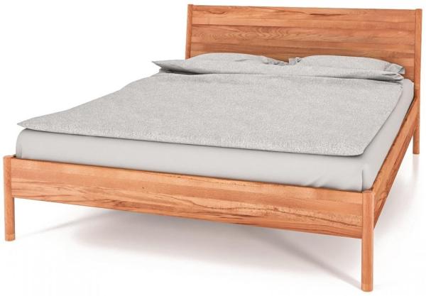 Bett Zola 1 Kernbuche massiv Sonderlänge 80x220 mit Holzkopfteil und Holzbeinen