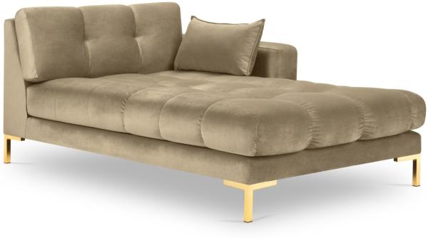 Micadoni Recamiere Mamaia 1-Sitzer Rechts Samt Bluvel Beige goldene Beine