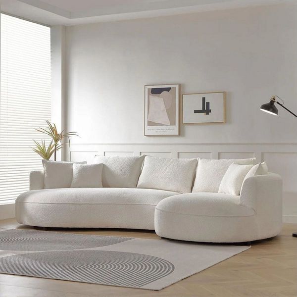 Skye Decor Ecksofa, Großes L Sofa mit Bouclé-Bezug – 30 DNS Schaum, pflegeleicht