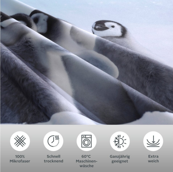my home Bettwäsche Lyki, Microfaser, 2 teilig, ab Größe 135x200 cm, 100% Polyester, Katze, Pferd, Löwe, Pinguin Bild 2